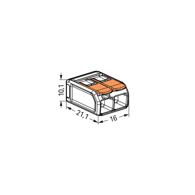 Connettore per installazione COMPACT, 2 vie, 6mm2, trasparente, 50 pz