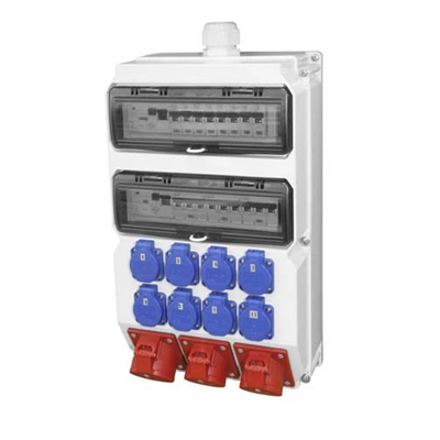 Construction switchgear SUWAŁKI 2x32A/5P, 2x16A/5P, 4x2P+Z, IP44