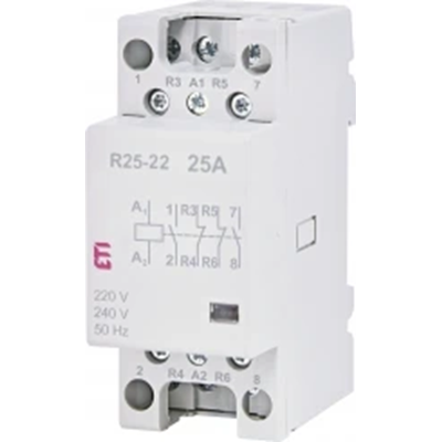 Contacteur modulaire 25A 2 contacts NO et 2 contacts NF (2 mod. 4 pôles) R 25-22 230