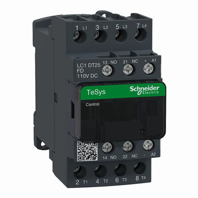 Contactor de potencia TeSys D AC1 25A 4P 1NO 1NC bobina 110VDC terminales de caja