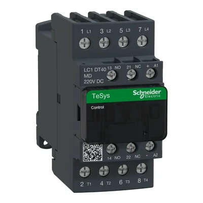 Contactor de potencia TeSys D AC1 40A 4P 1NO 1NC bobina 220VDC terminales de caja