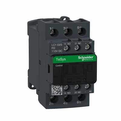 Contactor de potencia TeSys D AC3 25A 3P 1NO 1NC bobina 110VDC terminales de caja