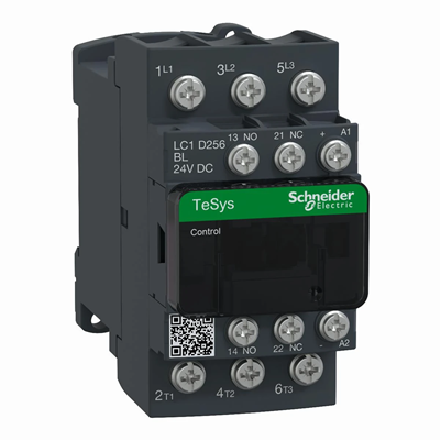 Contactor de potencia TeSys D AC3 25A 3P 1NO 1NC Bobina 24VDC Terminales de tornillo de bajo consumo