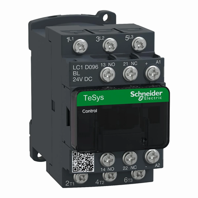 Contactor de potencia TeSys D AC3 9A 3P 1NO 1NC Bobina 24VDC Terminales de tornillo de bajo consumo