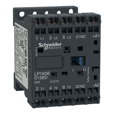 Contactor de potencia TeSys K 6A 3P 1NC bobina 24VDC terminales de resorte