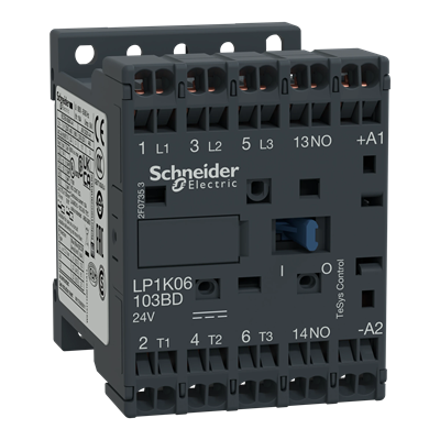 Contactor de potencia TeSys K 6A 3P 1NO bobina 24VDC terminales de resorte