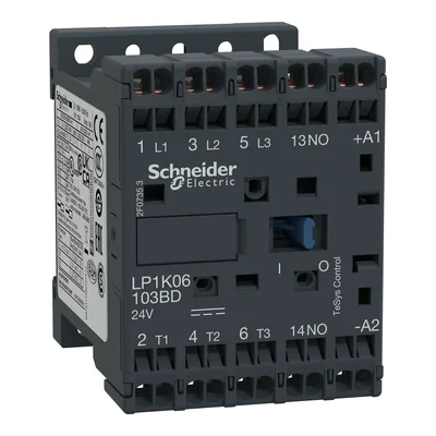 Contactor de potencia TeSys K 6A 3P 1NO bobina 24VDC terminales de resorte