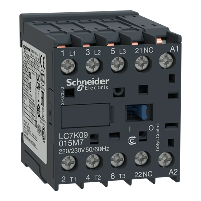 Contactor de potencia TeSys K AC3 9A 3P 1NC bobina 220/230VAC patas de soldadura