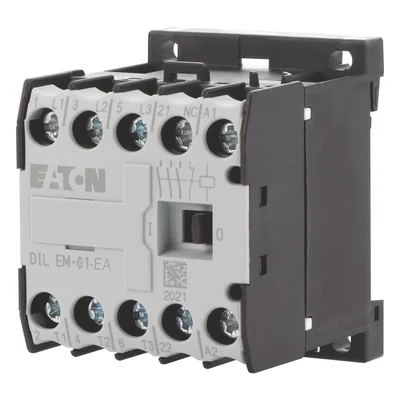 Contactor miniatura DILEM-01-G-EA (24 V CC), 4 kW/400 V, control de 24 V CC