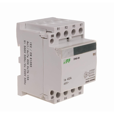 Contactor modular, montaje en carril, contactos 4NC 40A