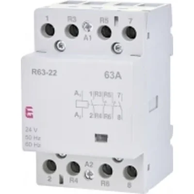 Contactor modular R 63-22 de 24 V, 63 A, 2 contactos NA y 2 NC (3 módulos, 4 polos)