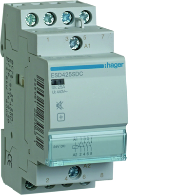 Contactor silencioso 24V DC 4NO 25A