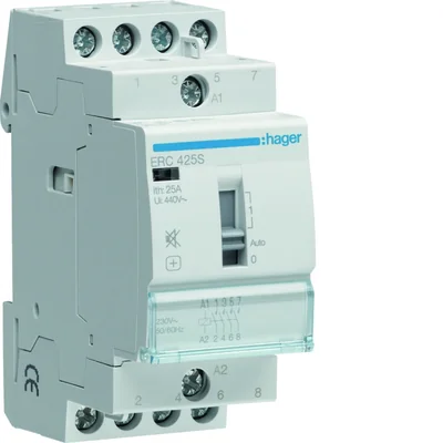 Contactor silencioso con control manual 230VAC 4NO 25A