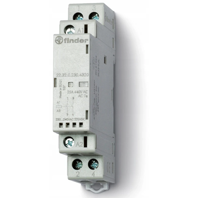 Contactor;modular;25A;2Z;230V;AC/DC;indicador;funcionamiento;+;LED