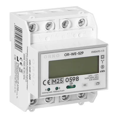 Contatore elettrico trifase, 100A, porta RS-485, MID, 4 moduli, DIN TH-35mm, predisposto per fotovoltaico.
