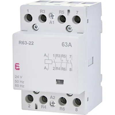 Contattore modulare R 63-22 24V 63A 2 contatti NA e 2 contatti NC (3 moduli 4 poli)