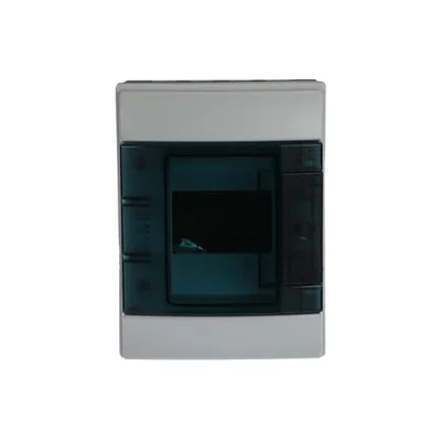 Contenitore grigio 65P04X12, 4M, IP65, 63A, classe II, 202x152x117mm (AxLxP) | Guide DIN | Sportello trasparente | No N+PE