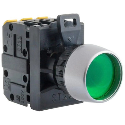 Control button 22mm green 1 normally open contact 1 normally closed contact with backlight