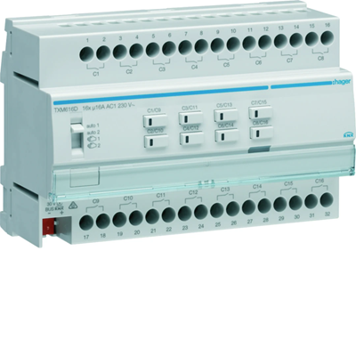 Controlador de conmutación/persiana 16/8 elementos 16A carga C, 8 mod, KNX easy