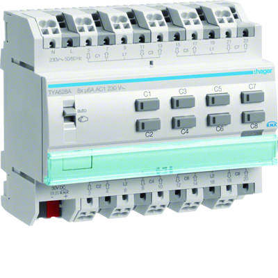Controlador de persianas enrollables KNX, 8 unidades, 230 VCA, 6 módulos