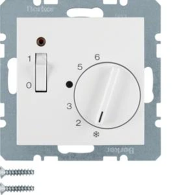 Controlador de temperatura ambiente con contacto de cierre, elemento central, interruptor y diodo 5-30 °C 230V - Blanco brillo