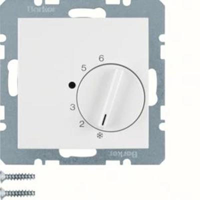 Controlador de temperatura ambiente con contacto variable y elemento central, blanco