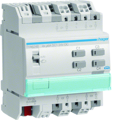 Contrôleur de volet roulant KNX quadruple 24VDC 4 modules