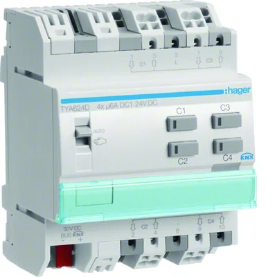 Controller per tende KNX a 4 vie 24VDC 4 moduli