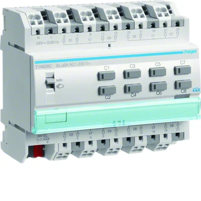 Controller per veneziane KNX, 8 canali, 230VAC, 6 moduli