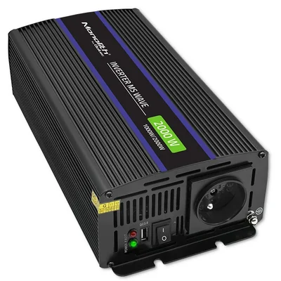 Convertidor de voltaje Qoltec Monolith 2000 MS Wave | 12V a 230V | 1000/2000W | USB