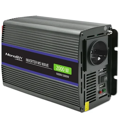 Convertidor de voltaje Qoltec Monolith 2000 MS Wave | 12V a 230V | 1000/2000W | USB