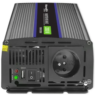 Convertidor de voltaje Qoltec Monolith 2000 MS Wave | 12V a 230V | 1000/2000W | USB