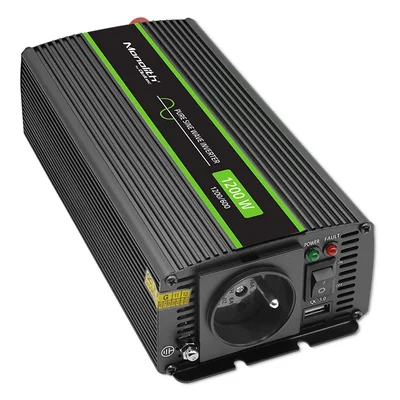 Convertidor de voltaje Qoltec Monolith | 600 W | 1200 W | 12 V a 230 V | Sinusoidal pura