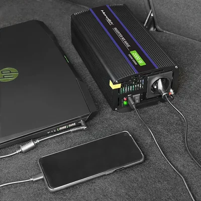 Convertitore di tensione Qoltec Monolith 2000 MS Wave | da 12V a 230V | 1000/2000W | USB