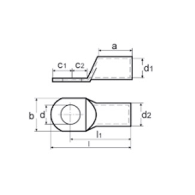 Copper tubular ring terminal 185mm² for M12 screw 5 pcs.