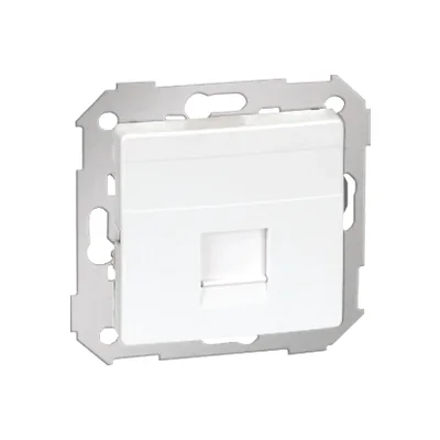 Copri presa RJ45 1 presa con adattatore e otturatore bianco