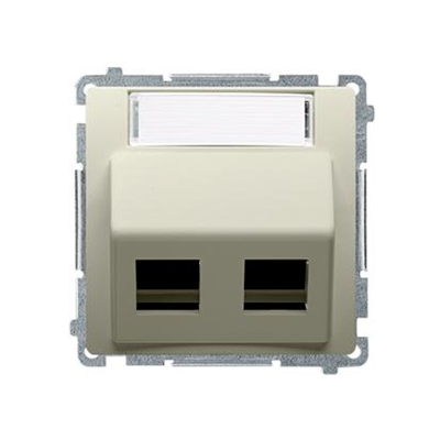 Copripresa per telecomunicazioni SIMON BASIC tipo Panduit RJ, doppia inclinazione, con campo per siglatura, beige