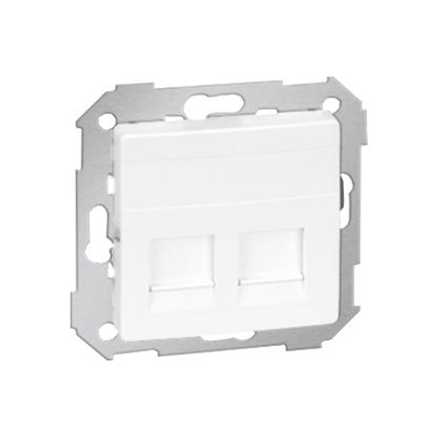 Copripresa RJ45 2 prese con adattatore e oscuranti, bianco