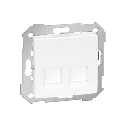 Copripresa RJ45 2 prese con adattatore e oscuranti, bianco