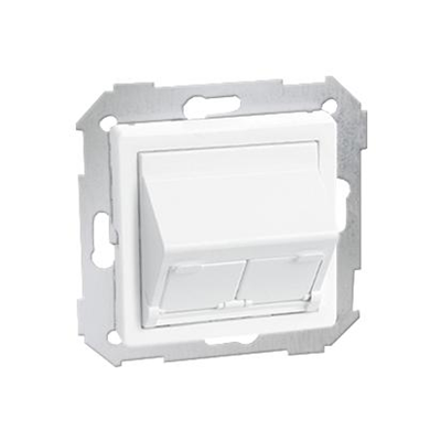 Copripresa RJ45 x2, inclinato, bianco