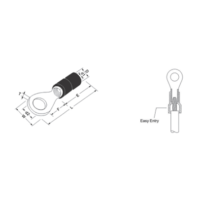 Cosse à anneau isolée 4-6mm² pour vis M6