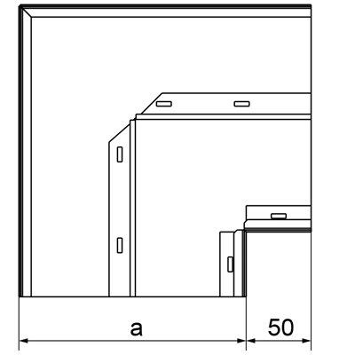 Coude double voie galvanisé, largeur 350 mm, hauteur 38 mm