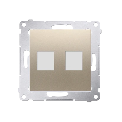 Cover for data communication sockets on Keystone, flat, double (module), gold (metallic)