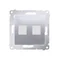 Cover for data communication sockets on Keystone, flat, double (module), silver (metallic)