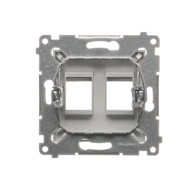 Cover for data communication sockets on Keystone, flat, double (module), silver (metallic)