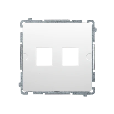 Cover for data communication sockets on Keystone flat double white