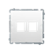 Cover for data communication sockets on Keystone flat double white