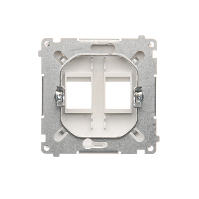 Cover for data communication sockets on Keystone flat double white