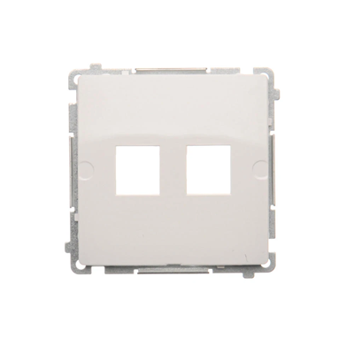 Cover for data communication sockets on Keystone flat double white
