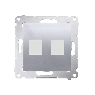 Cover per prese telecomunicazioni su Keystone, piatta, doppia (modulo), argento (metallizzato)